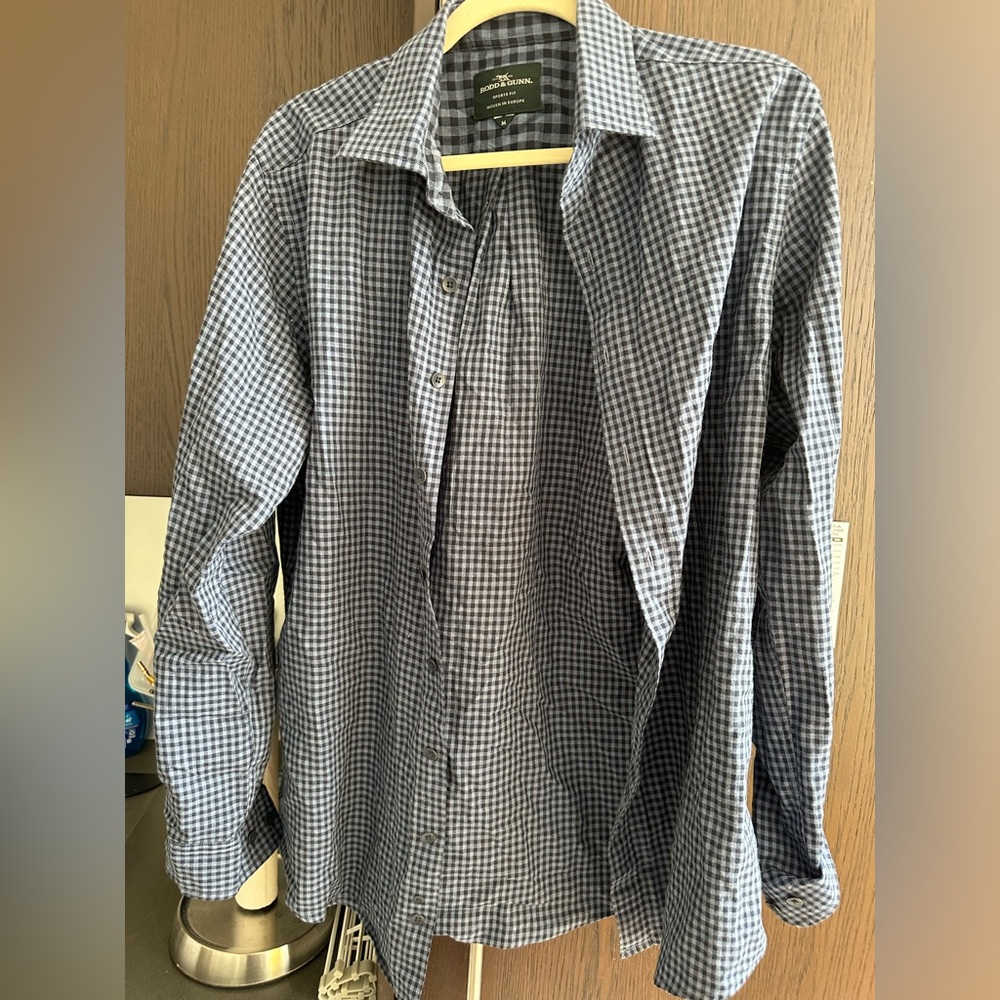 Rodd & Gunn Men's Blue White Plaid Long Sleeve Button Down Shirt